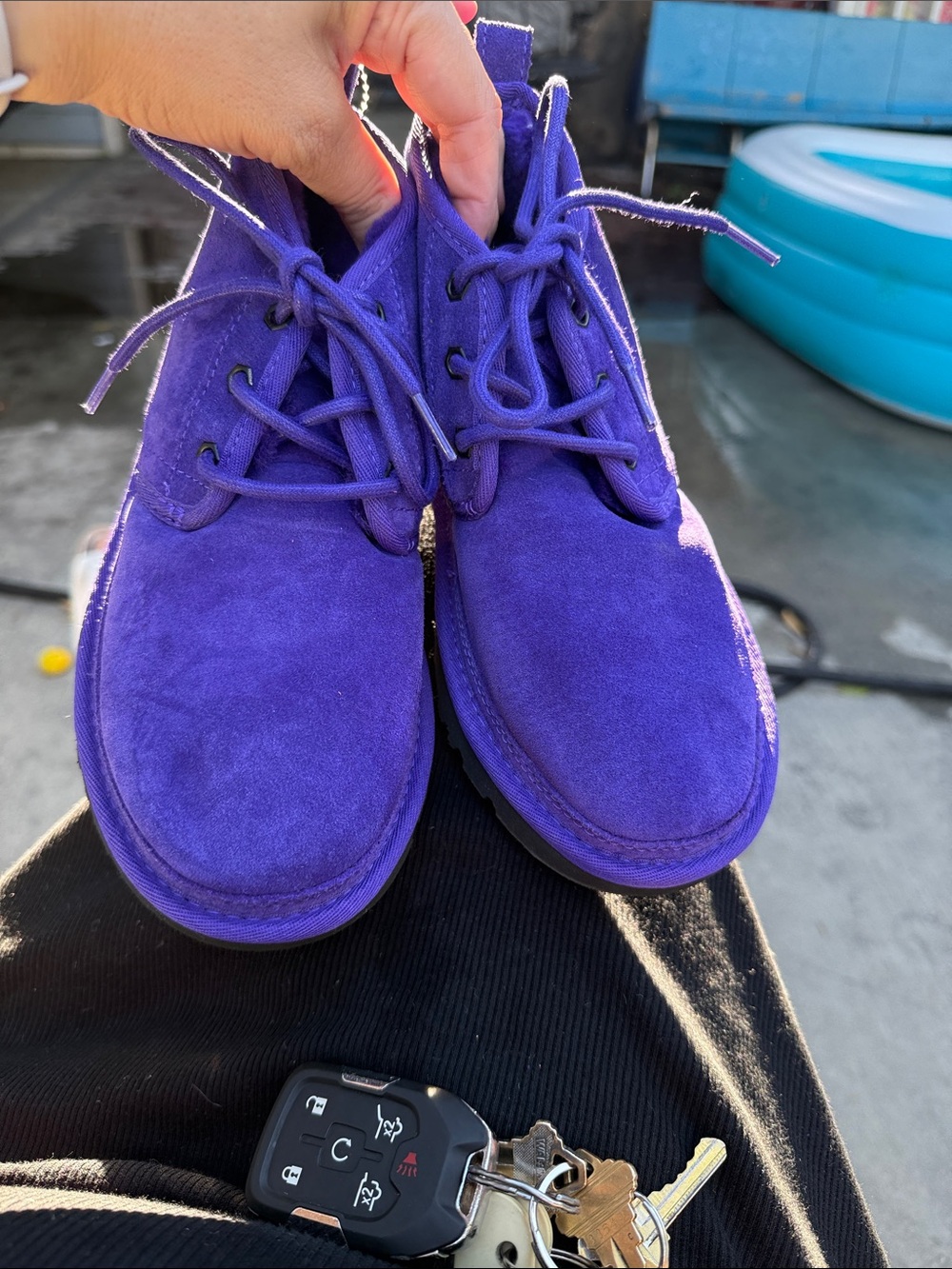 UGG Kids Purple Suede Lace-Up Boots